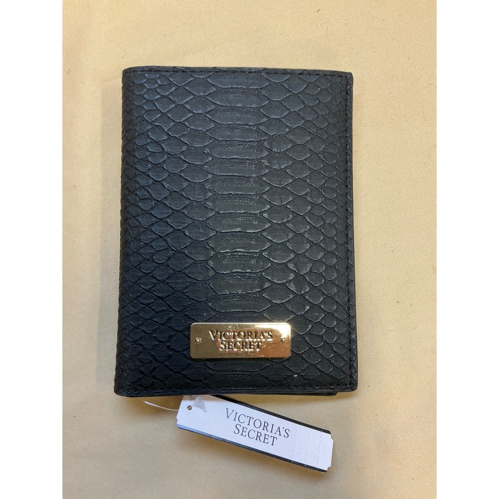 Victoria's Secret Black Snakeskin Embossed Passport Cover Holder 11091879 NWT